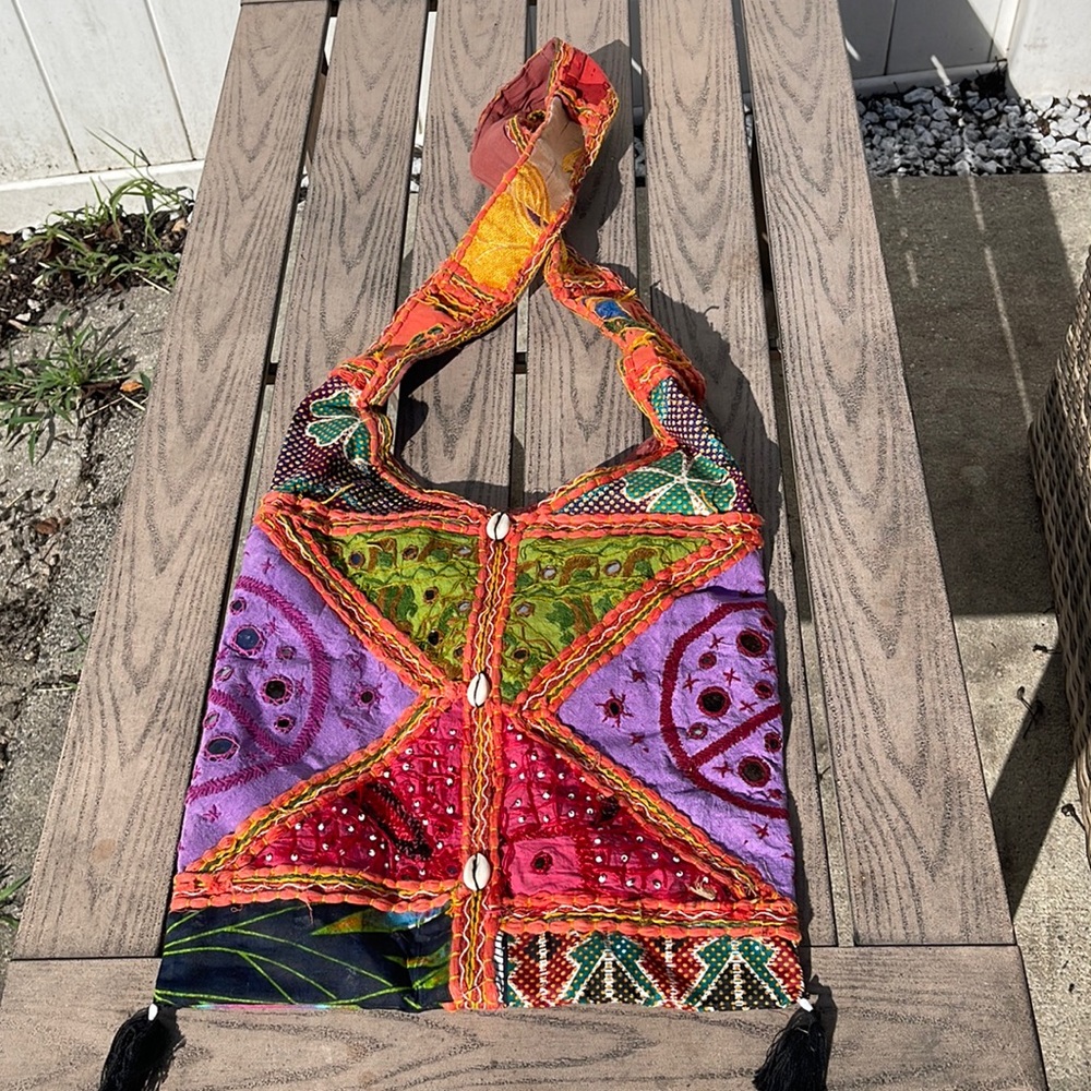 Patchwork Mirrored Sea Shell Boho Chic Bag - image 1